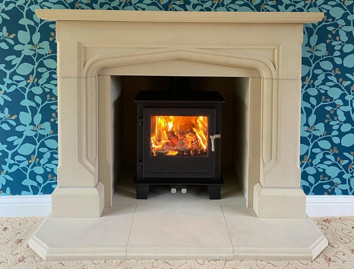 gothic style fireplace mantel